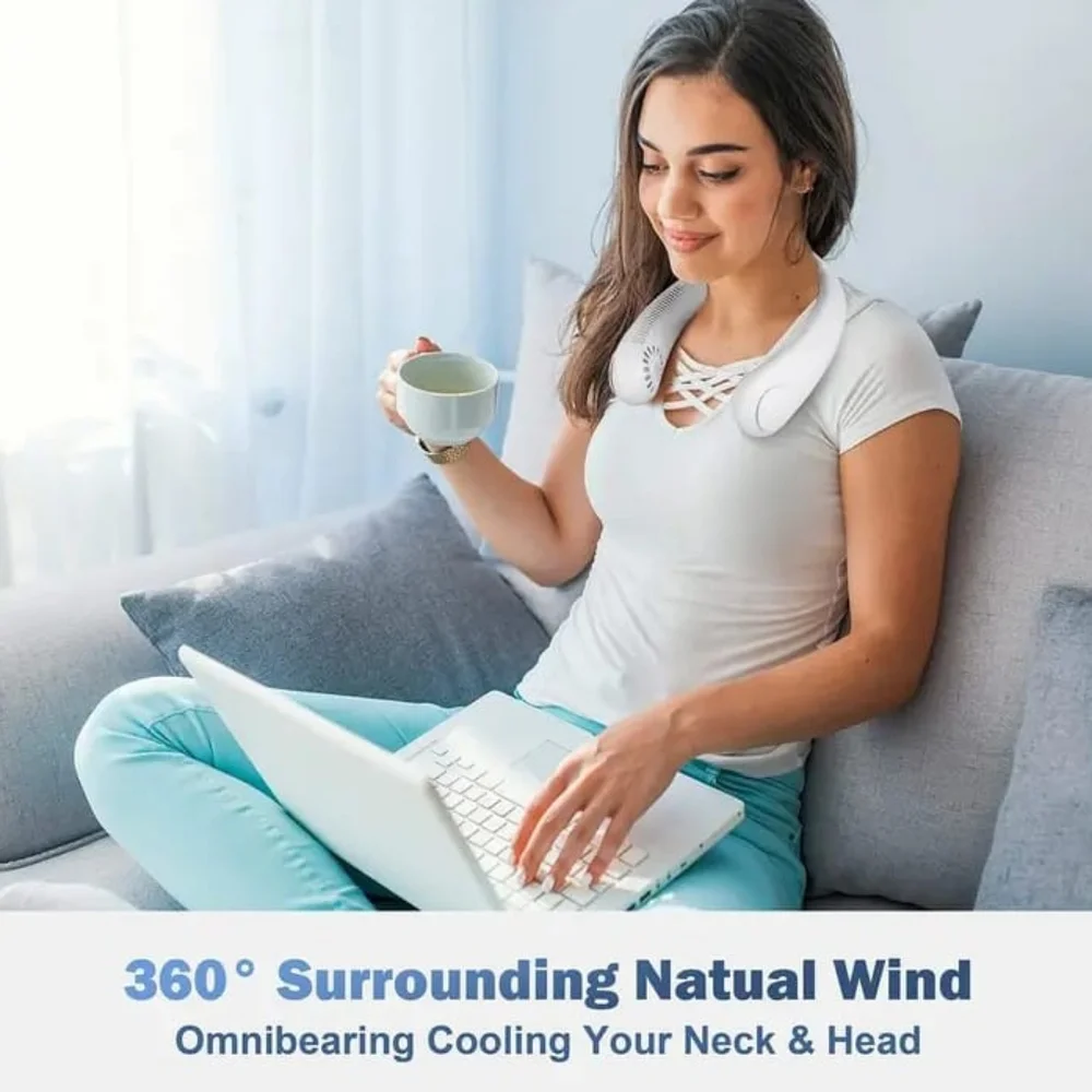 Bladeless Neck Fan with 360 Airflow, Portable Hands Free Small USB Fan